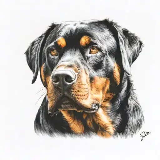 Rottweiler Looking Sideways Barking Head