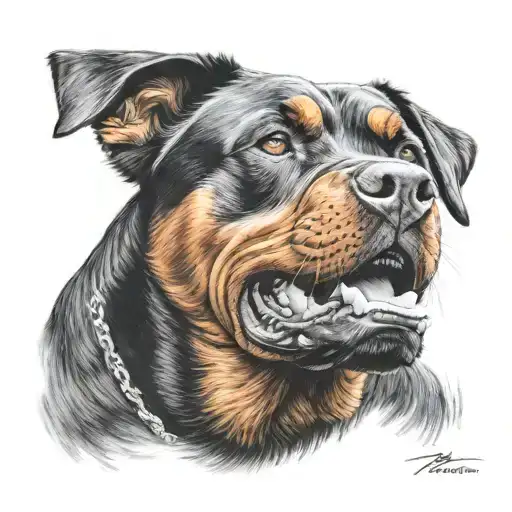 Growling Rottweiler Head