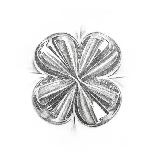 A Realistic Tattoo Of A Vintage Race Car Speeding Through A Field Of Lucky Four-leaf Clovers