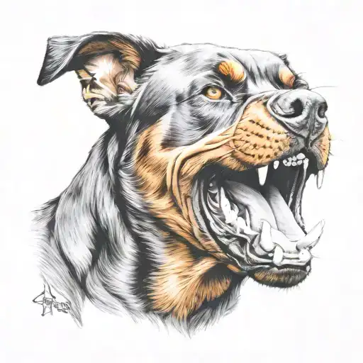 Growling Rottweiler Head