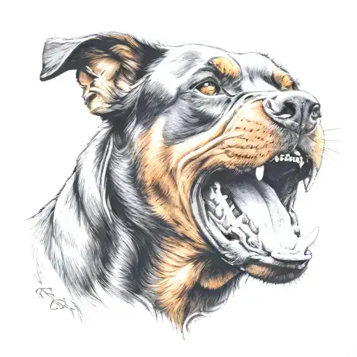 Growling Rottweiler Head