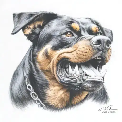 Growling Rottweiler Head Looking