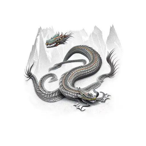 A Cobra And Dragon In A Futuristic Cyberpunk Setting