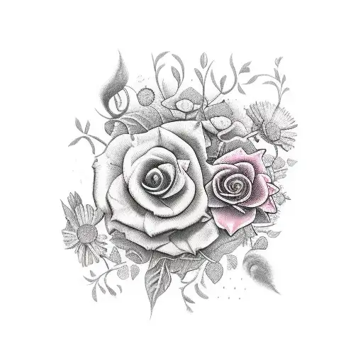 Sword Stuck In Garden Of Flowers