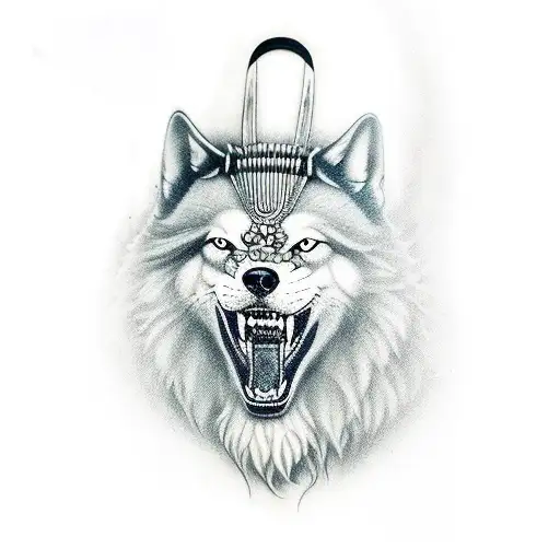 Samurai Con Un Lobo A Su Lado