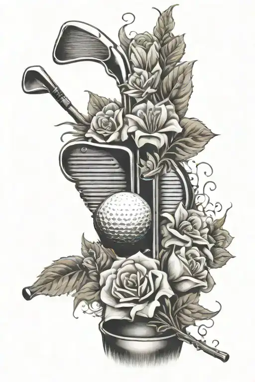 Golf Club With Flowers Memorial