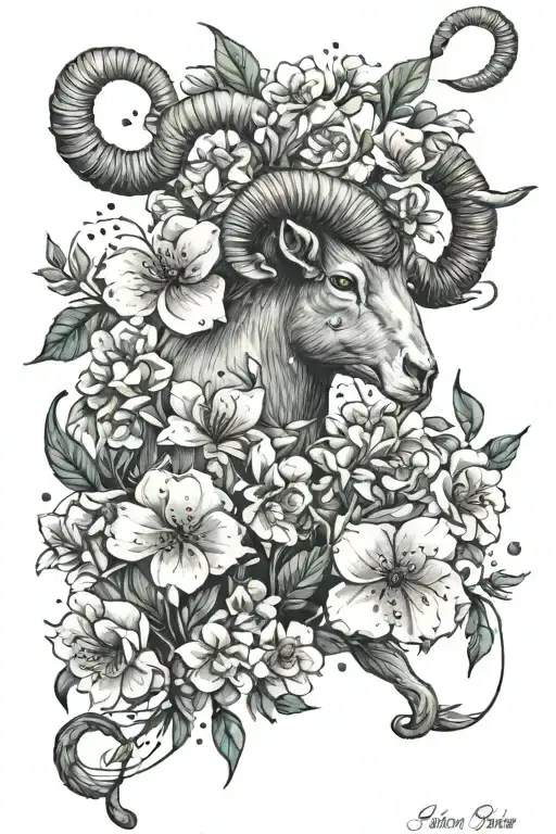 An Aries Constellation Made Up Of Blooming Flowers