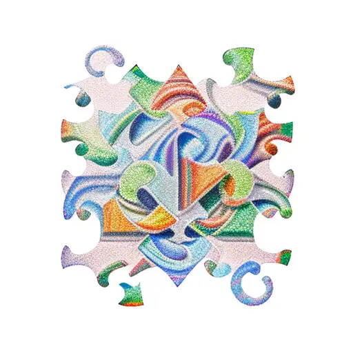 A Collection Of Colorful Puzzle Pieces Forming A Beautiful Melody