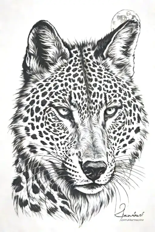 Wolf With The Moon Light Hitting Him And Then A Leopard Next To Him With The Sun Light On Him