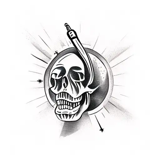 Soldier Firing Bazooka Rocket Out Of Eyesocket Of A Human Skull