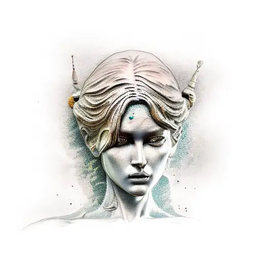 Broken Female Statue With A Woman Inside It