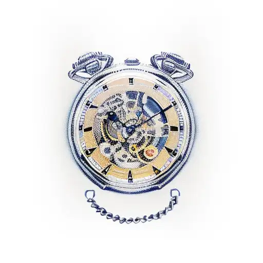 Gold Pocket Watch Surrounded By Gears And A Gold Chain With The Pi Symbol On The Face