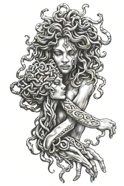 Gorgona Medusa Head Tattoo Holding Hands Holding Hands