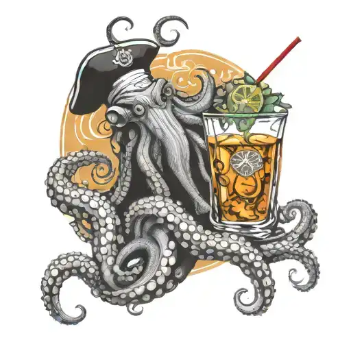 Bartender Octopus Creating A Signature Cocktail With Tentacles