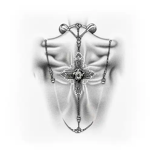 Rosary Tattoo On Shoulder