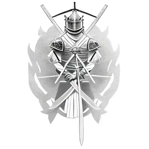 A Knight Fighting A Samurai