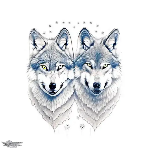 Wolf With An Angel On Each Side