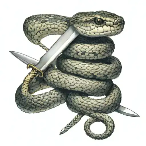 Snake Wrapped Around A Sword