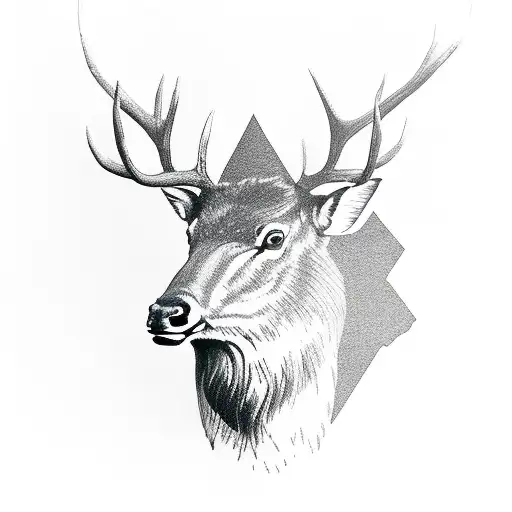 Rocky Mountain Elk Head With Nature Background