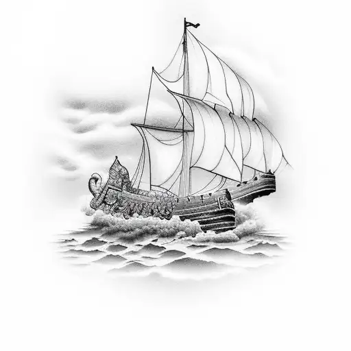 Noahs Ark From The Bible In Stormy Water