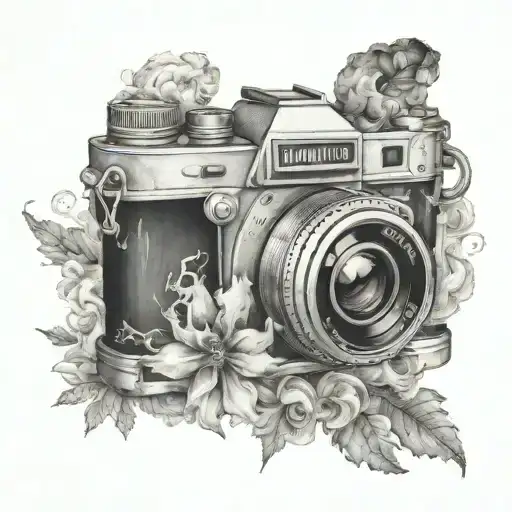 A Realistic Camera Surrounded By Swirling Smoke Rising