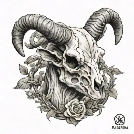 Aries Goat Skull With Horns
