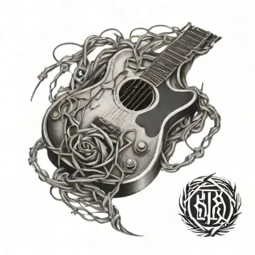 A Guitar With Strings Made Of Barbed Wire Representing Anger And Depression