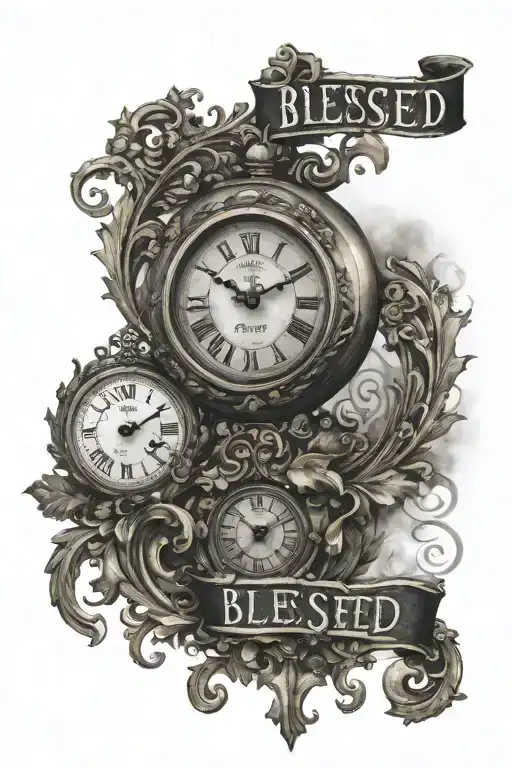 The Word Blessed Next To A Roman Clock And They Year 2007