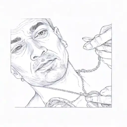 A Man Holding A Necklace