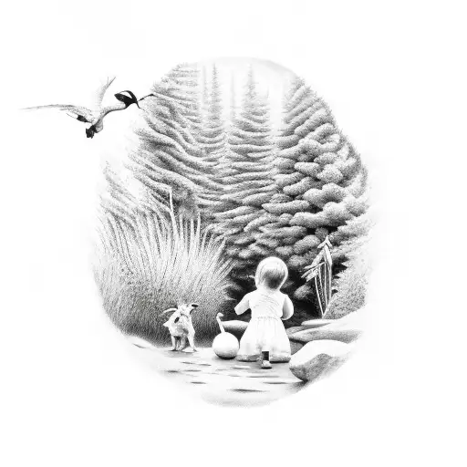 Kid Playing In Nature