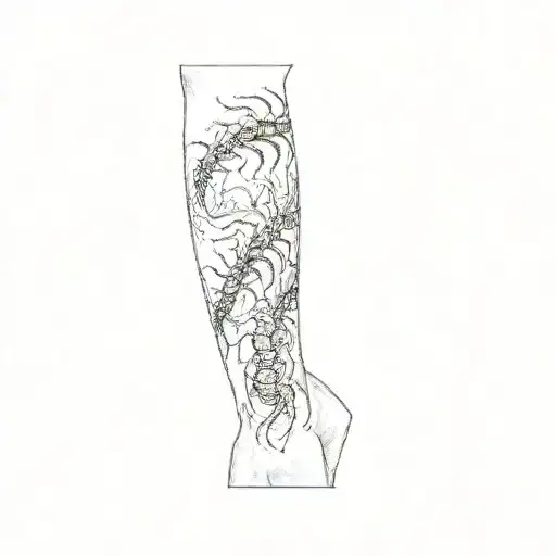 Centipede With Spider Lily Wrapping Around Arm Sleeve