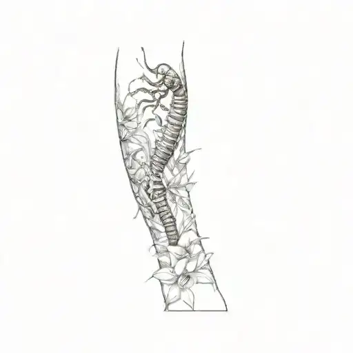 Centipede With Spider Lily Wrapping Around Arm Sleeve