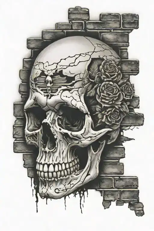 Brick Wall And Skull