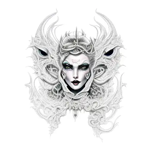 Wicked Smirking Gorgeous Demon Woman Gothica Intricate Comprehensive