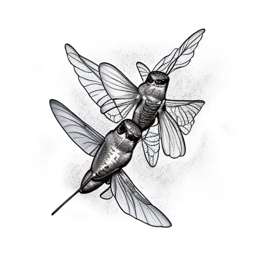 Side By Side Firefly And Hummingbird In Harmony