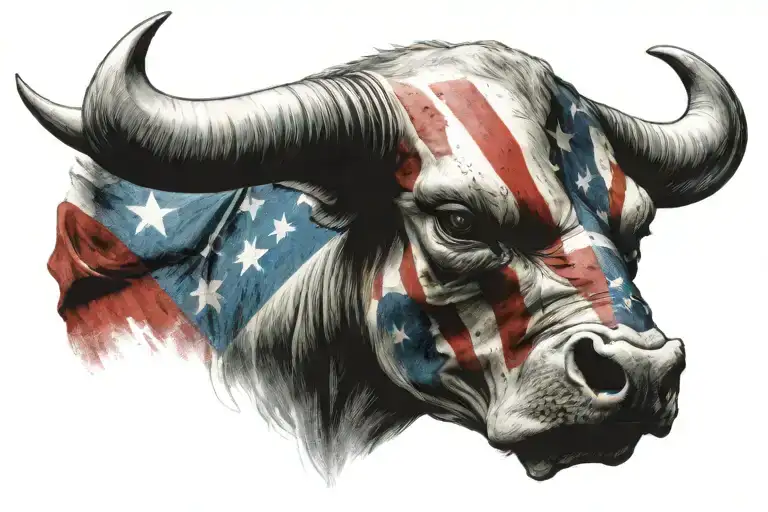 Aggressive Bull And Puerto Rican Flag Morphing Skull