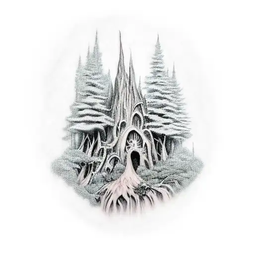 A Group Of Role-playing Game Characters Exploring A Mystical Forest