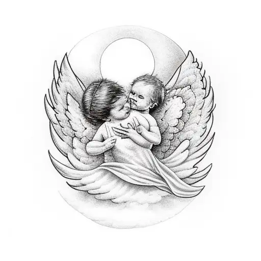 Angel Holding A Baby In The Sky