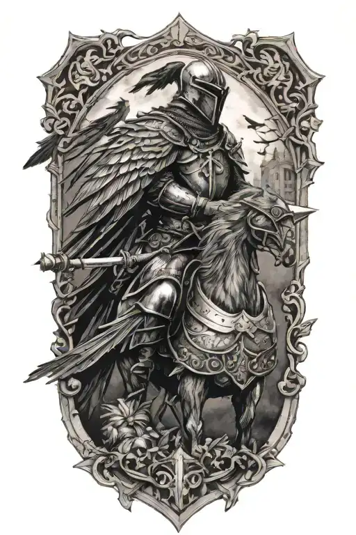 Medieval Knight With Ravens