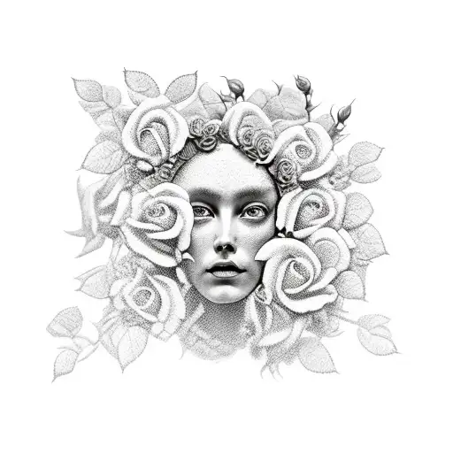 Medusa Surrounded By Roses