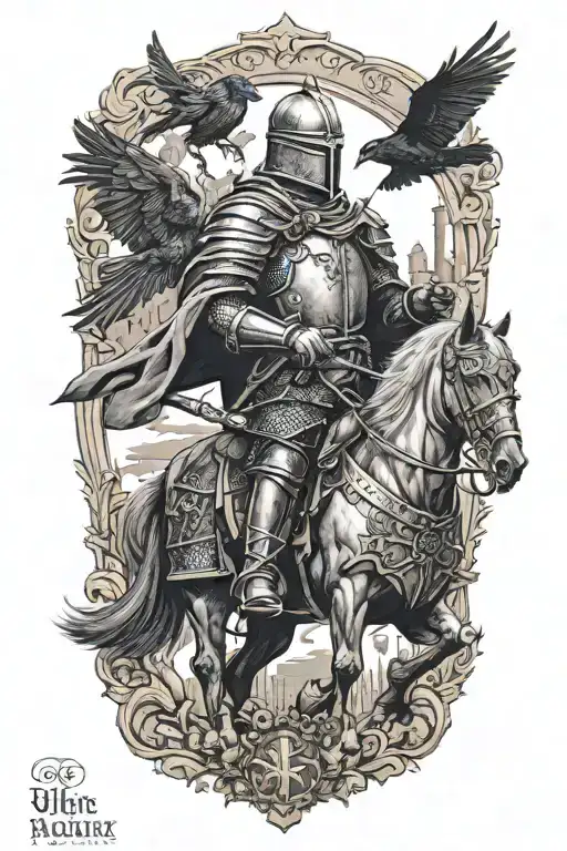 Medieval Knight With Ravens