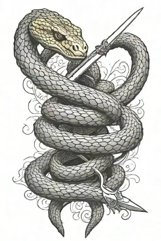 Snake Wityh A Sword Surrounded