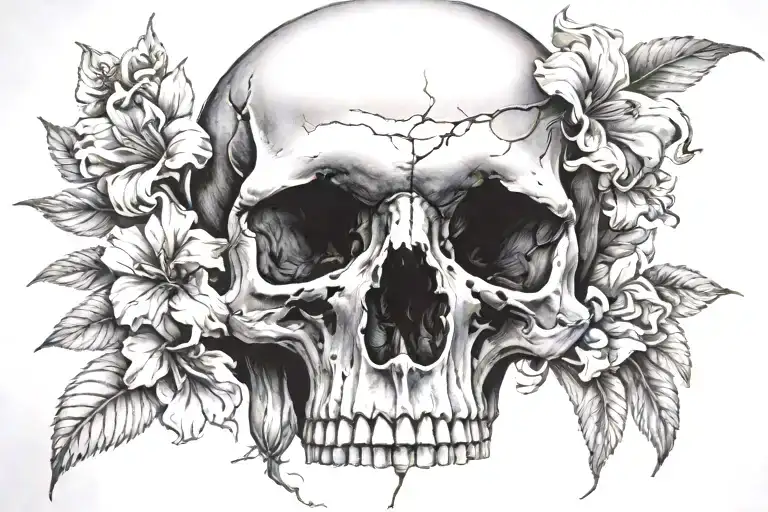 Flower Growing From A Skull