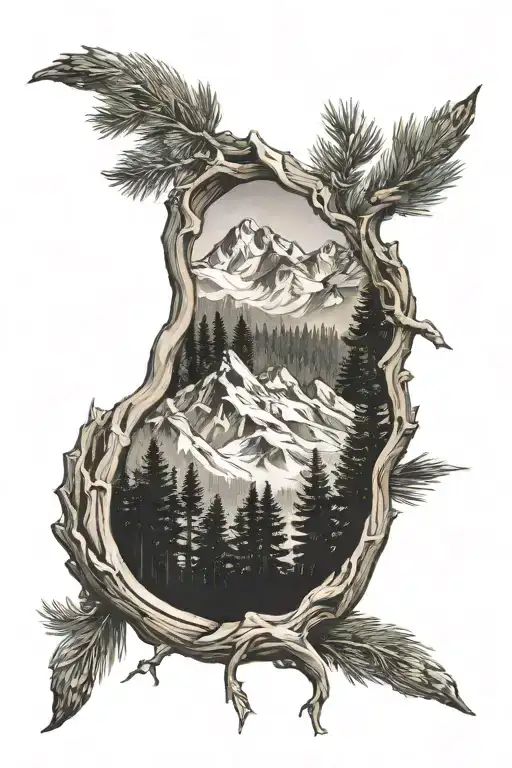 Pine Forest And Prominent Mountains