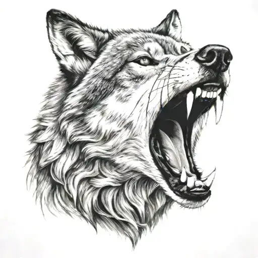 Wolf Head Mouth Open