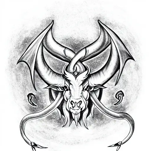 Ox With Devil Horns And Halo And Dragon Wtih A Third Eye