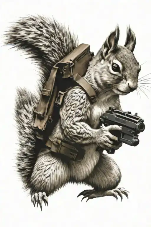 Tactical Squirrel Holding A Gun