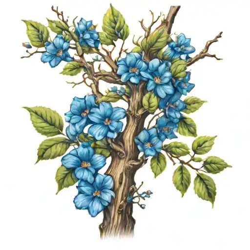 A Tree With Blue Flowers