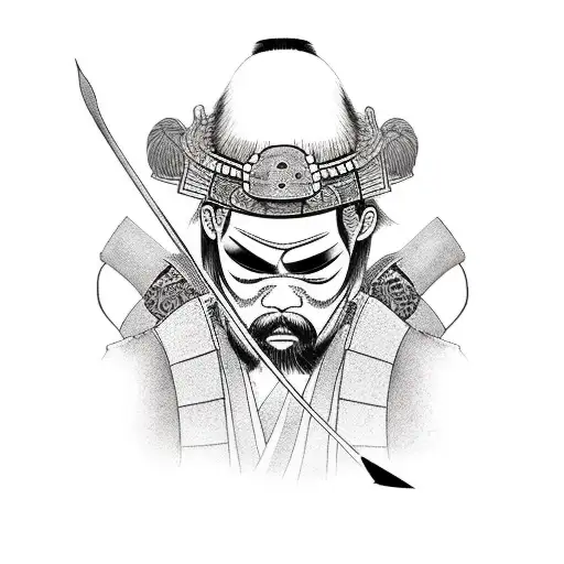 Japanese Samurai With Bow And Arrow