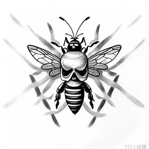 Bee With Skull On The Back